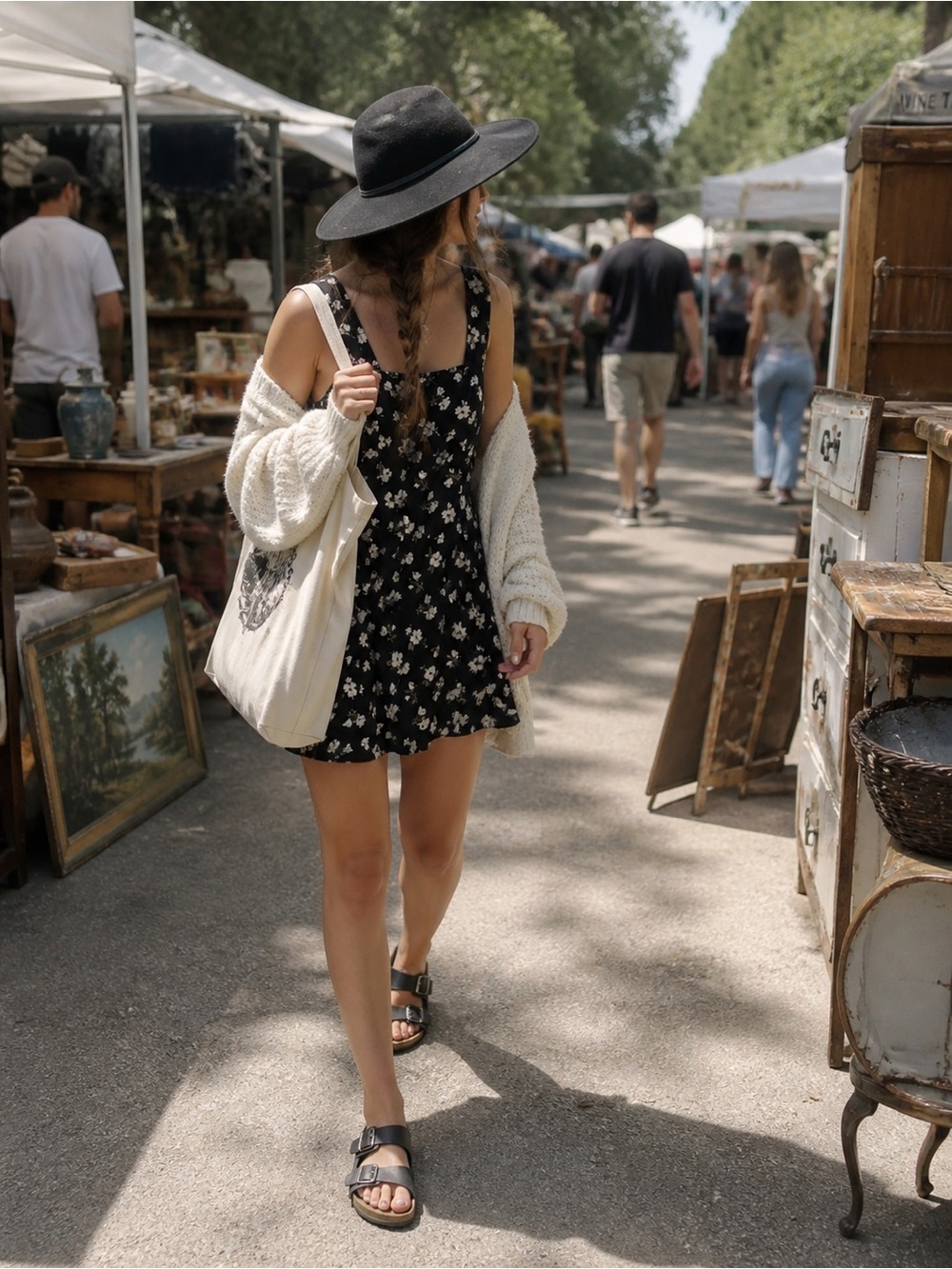 Old Navy Black Moody Floral Mini Dress Sleeveless Tank Sundress‎ size Large NWT